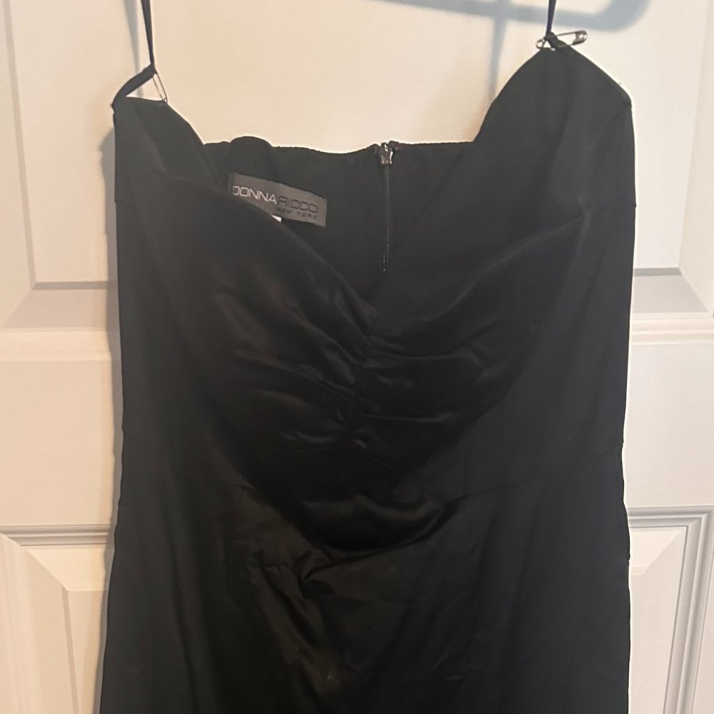 Donna Ricco NY Black Strapless Sweetheart Midi Dress - - OBO